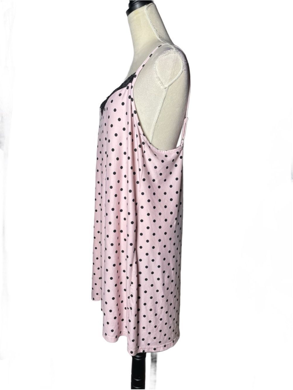 Joyspun Pink & Black Polka Dot Lace-Trim Chemise - XL - Dreamy Soft Collection - Picture 5 of 16